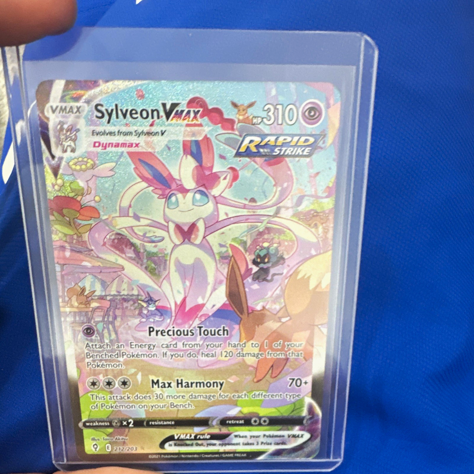 Sylveon VMAX 212/203 Secret Rare Full Art Rapid Strike Holo Evolving Skies