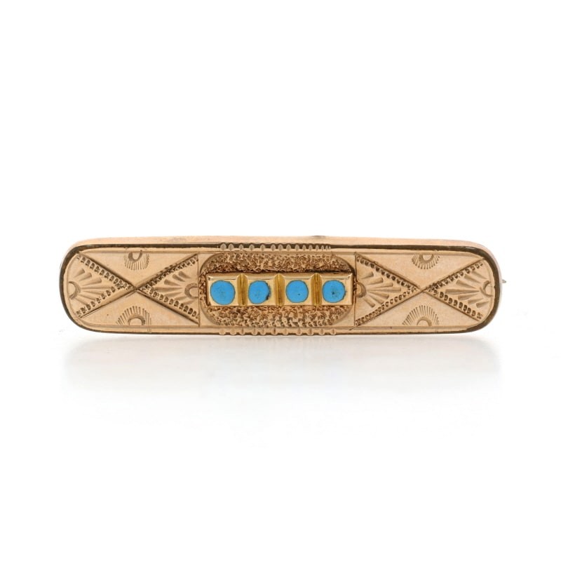 Gold Filled Turquoise Victorian Women\'s Brooch Cabochon Antique Pin