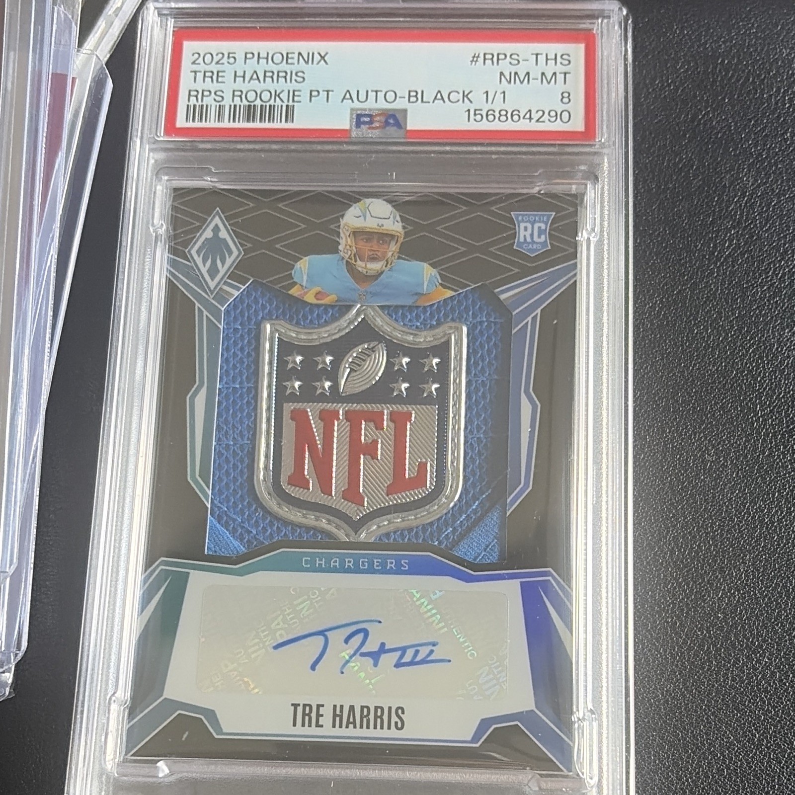 Panini 2025 Phoenix Tre Harris RPS Rookie Patch Auto Black 1/1 PSA 8 Panini 2025 Phoenix Tre Harris RPS Rookie Patch Auto Black 1/1 PSA 8