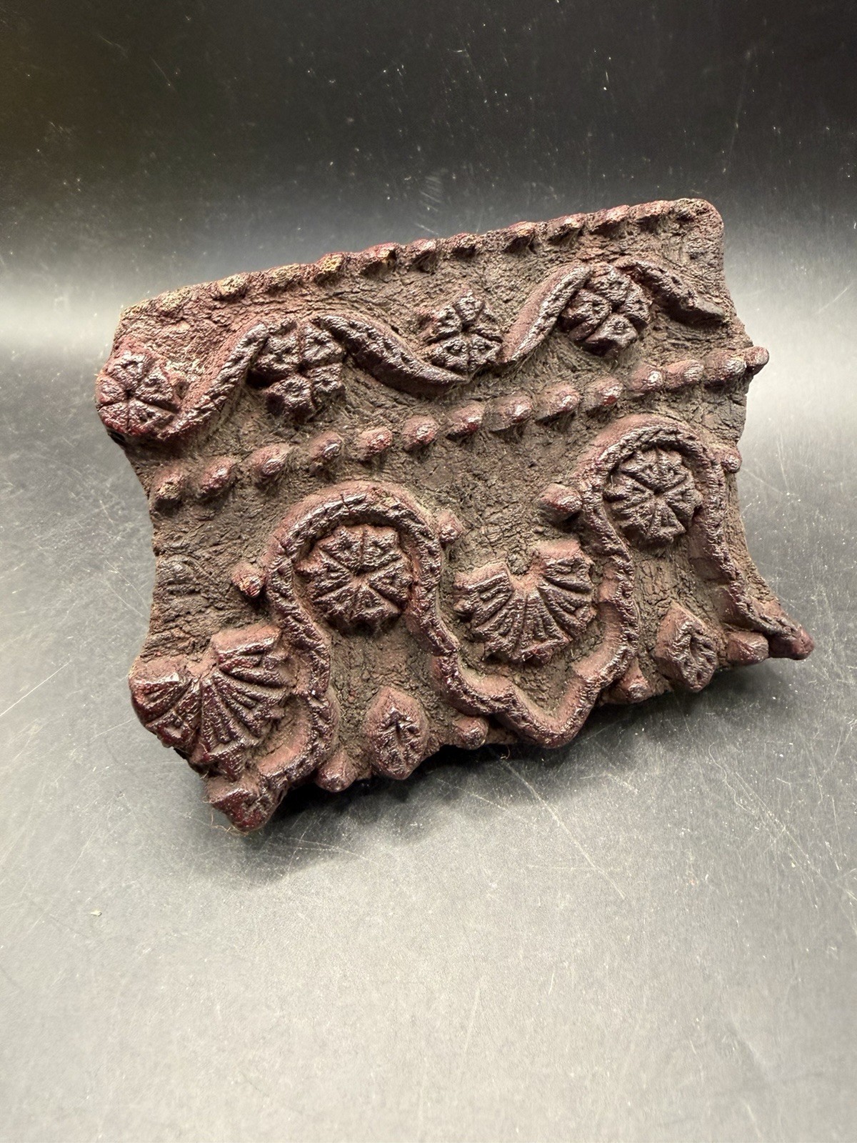 Vintage Hand Carved Wooden Textile Printing Block Floral Paisley Stamp 5