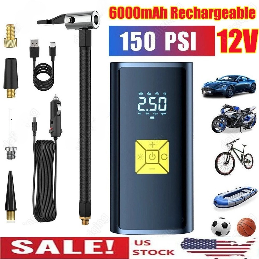 150 PSI Air Compressor Tire Inflator Fits Car Moto Bike Tires Air Pump Cordless 150 PSI Air Compressor Tire Inflator Fits Car Moto Bike Tires Air Pump Cordless