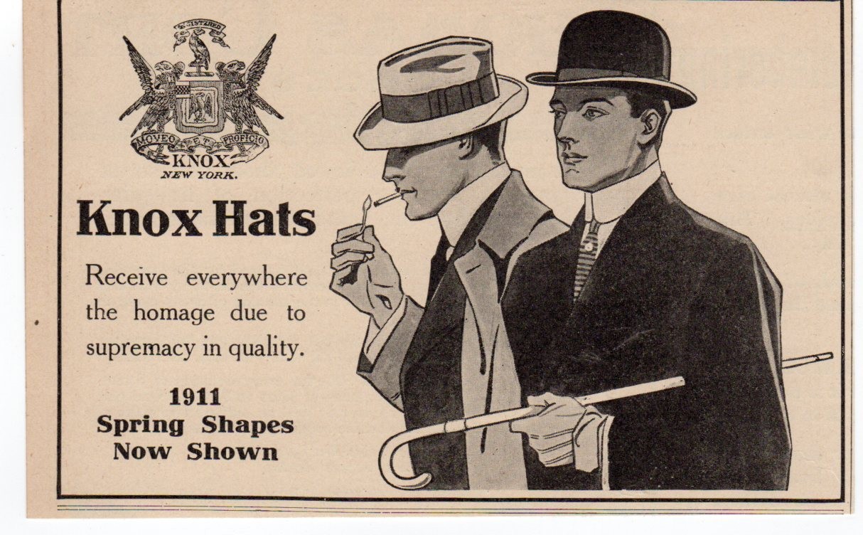 1911 Knox Hats Menswear Haberdashery Edwardian Fashion Clothing Ad