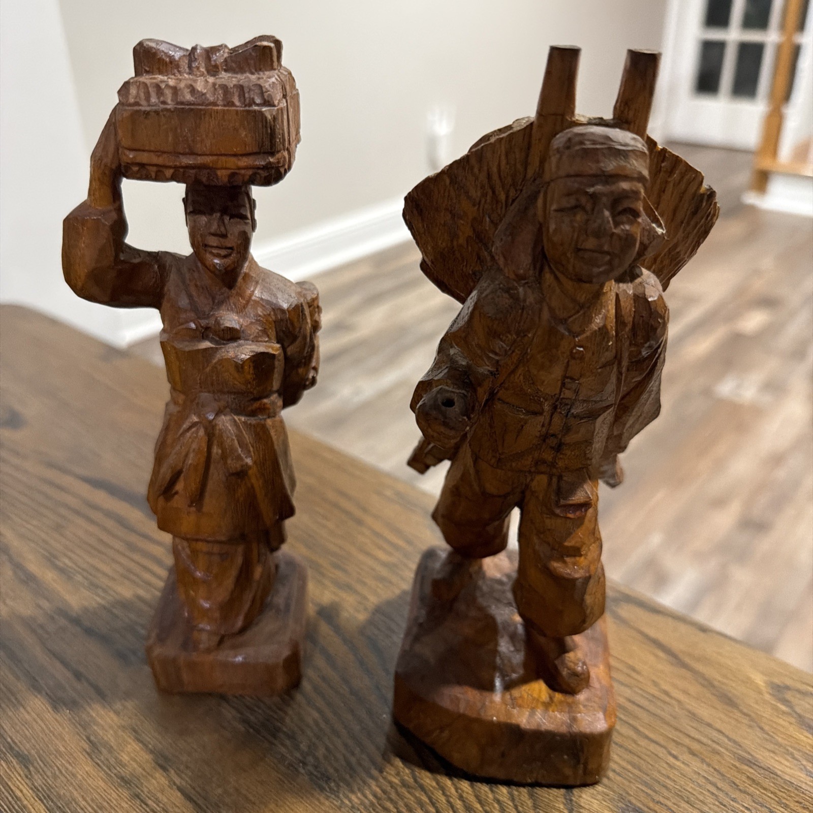 Antique Vintage Hand Carved Wooden Statues Japanese (?) Antique Vintage Hand Carved Wooden Statues Japanese (?)