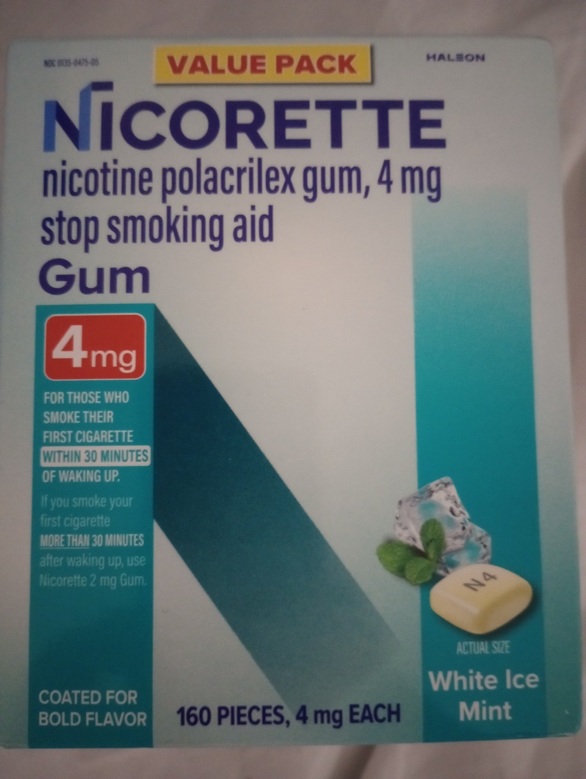 Nicorette 4 mg Coated White Ice Mint Gum - 160 Count Nicorette 4 mg Coated White Ice Mint Gum - 160 Count