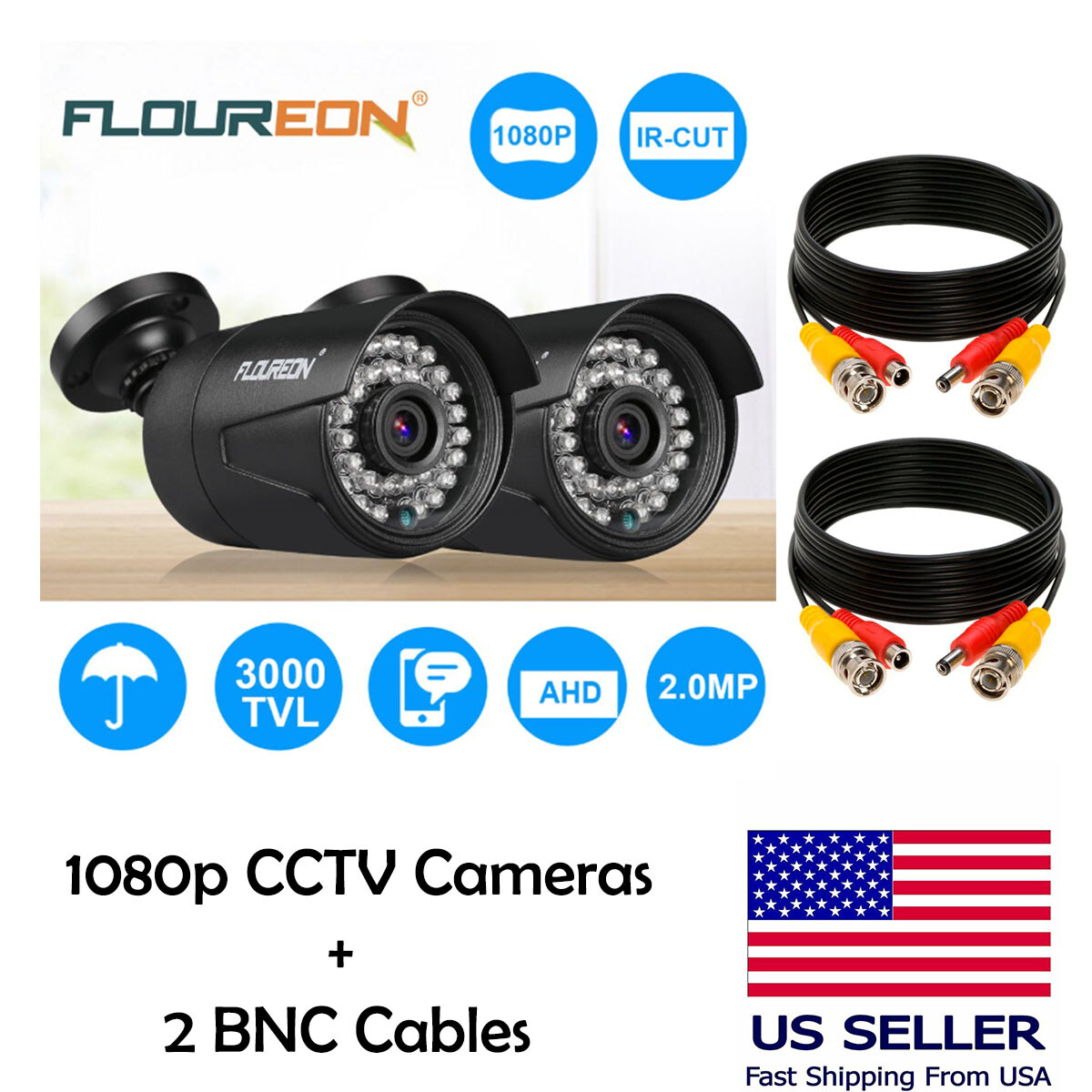 2/4 PACK CCTV Security Cameras 1080P Outdoor/Indoor With/Without BNC Cables 2/4 PACK CCTV Security Cameras 1080P Outdoor/Indoor With/Without BNC Cables