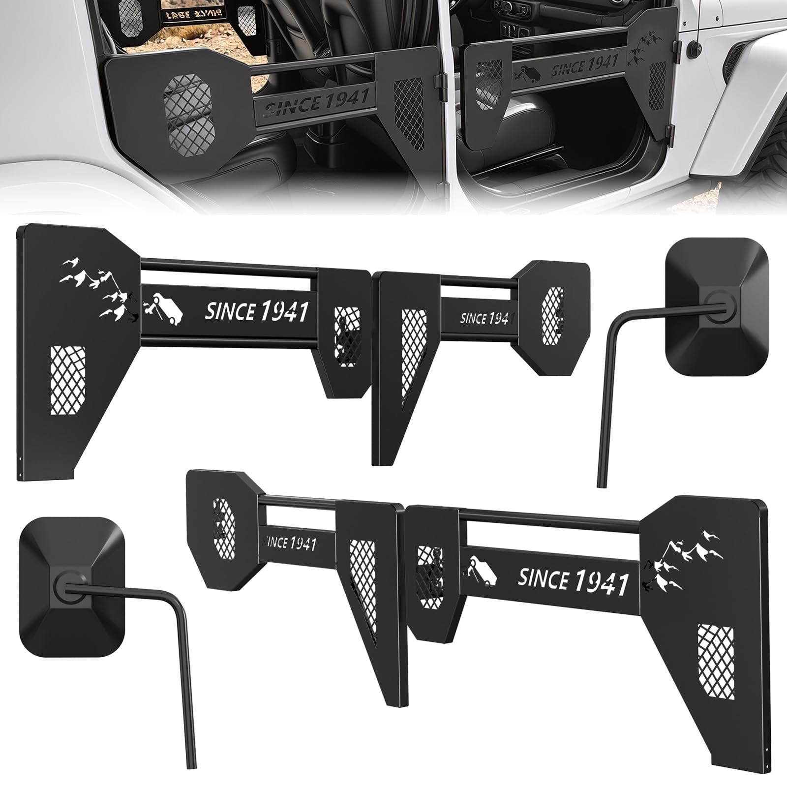 HOCHO Fit for Jeep Half Doors with Mirrors DOT Certified, Upgraded Seamless