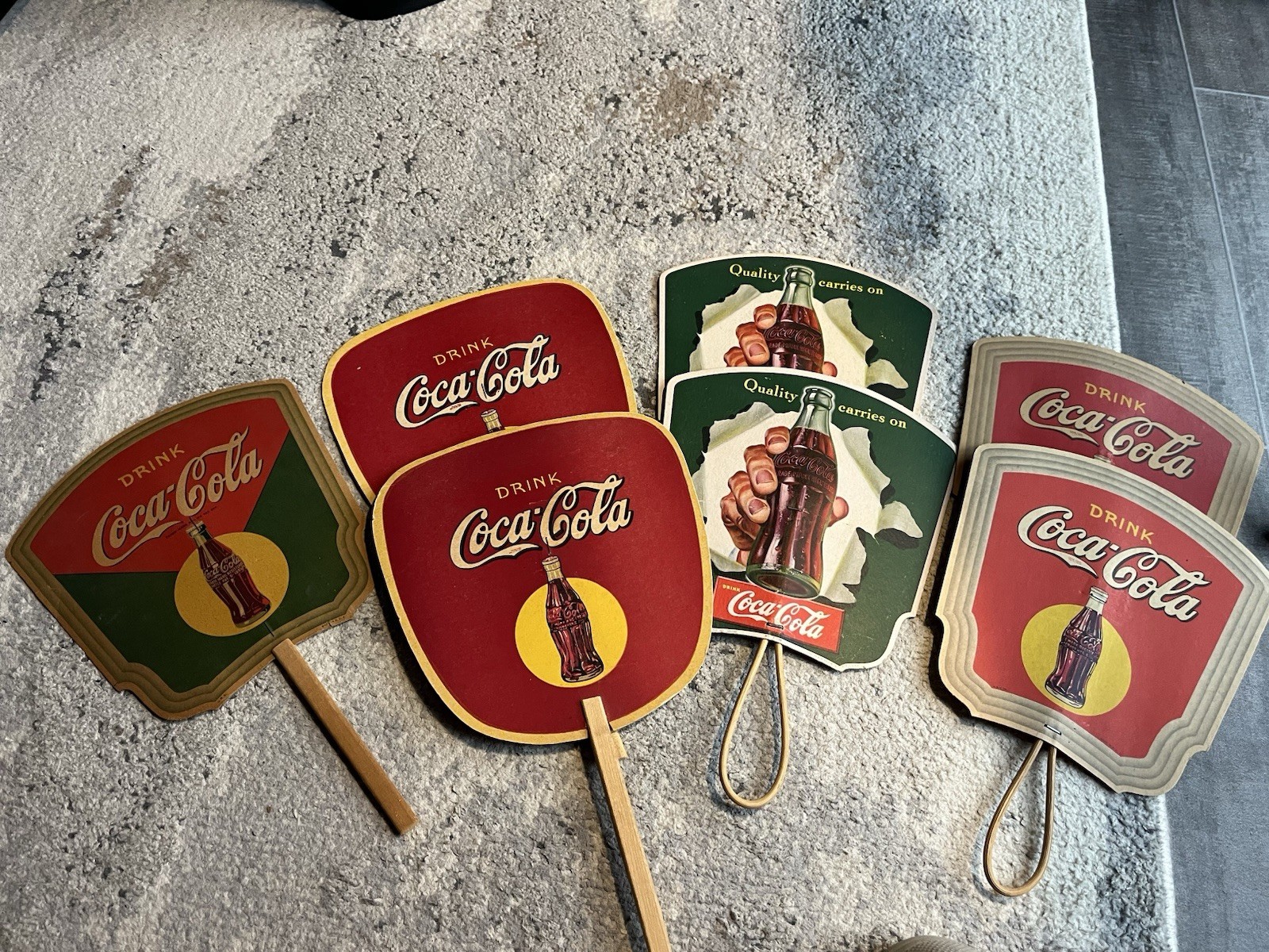 7 Vintage Original Coca Cola Advertising Fans from 1930’s Great Condition 7 Vintage Original Coca Cola Advertising Fans from 1930’s Great Condition