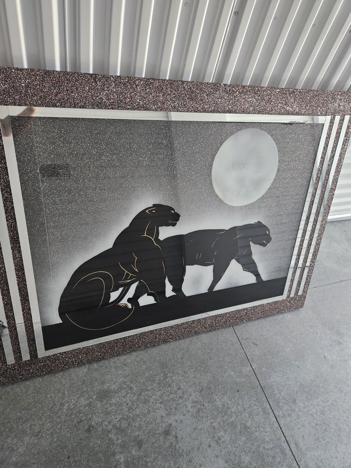 Vintage 1980s Art Deco Large Panther Mirrored Wall Decor Huge Laurel Vintage 1980s Art Deco Large Panther Mirrored Wall Decor Huge Laurel
