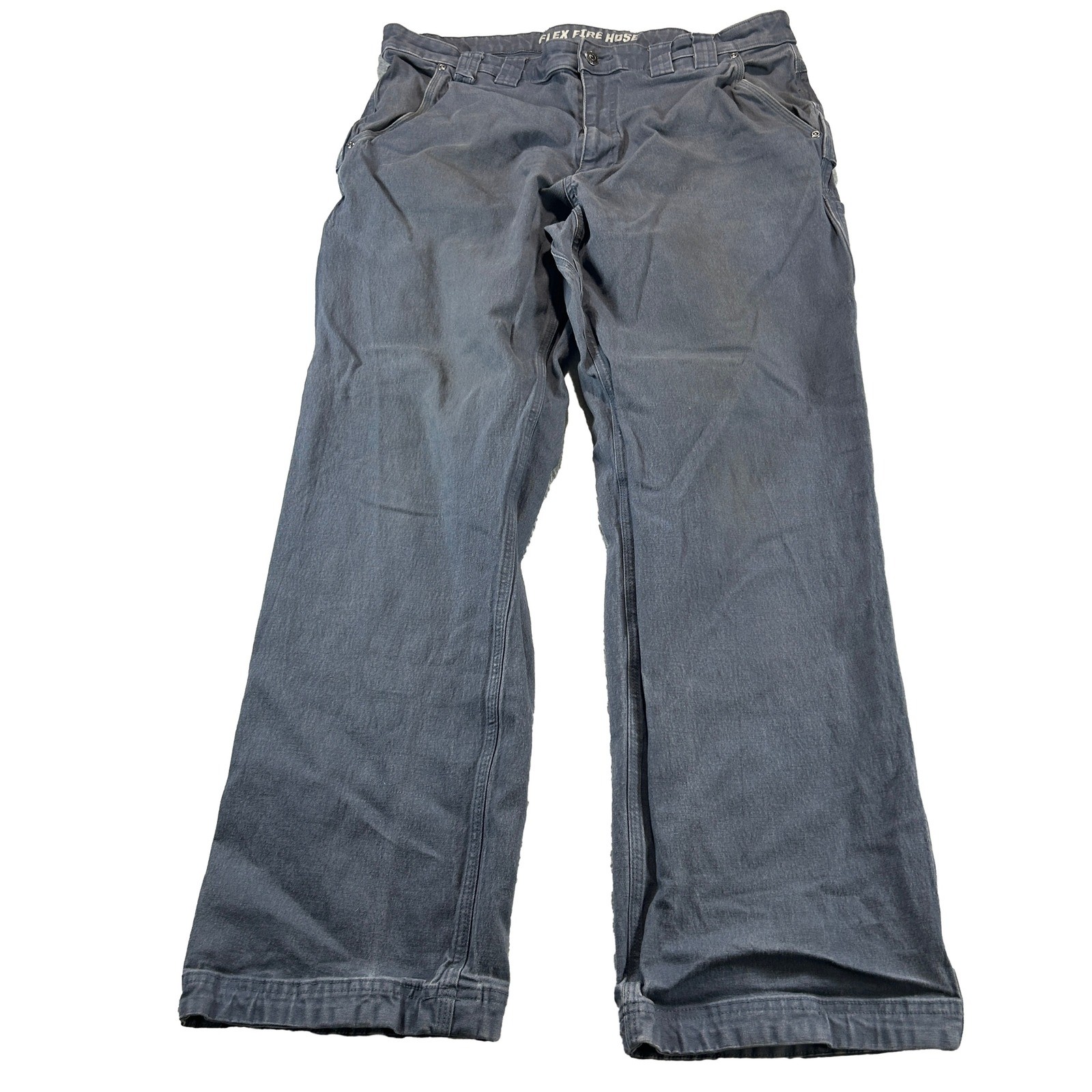 Duluth Trading Co Flex Fire Hose Pants Mens 38x32 Gray Relaxed Fit Workwear