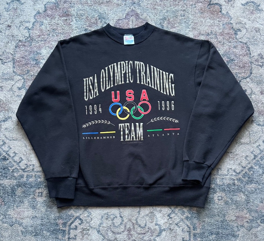 Vintage USA Olympic Training Team Crewneck Sweatshirt Men\'s Size L Black 90\'s