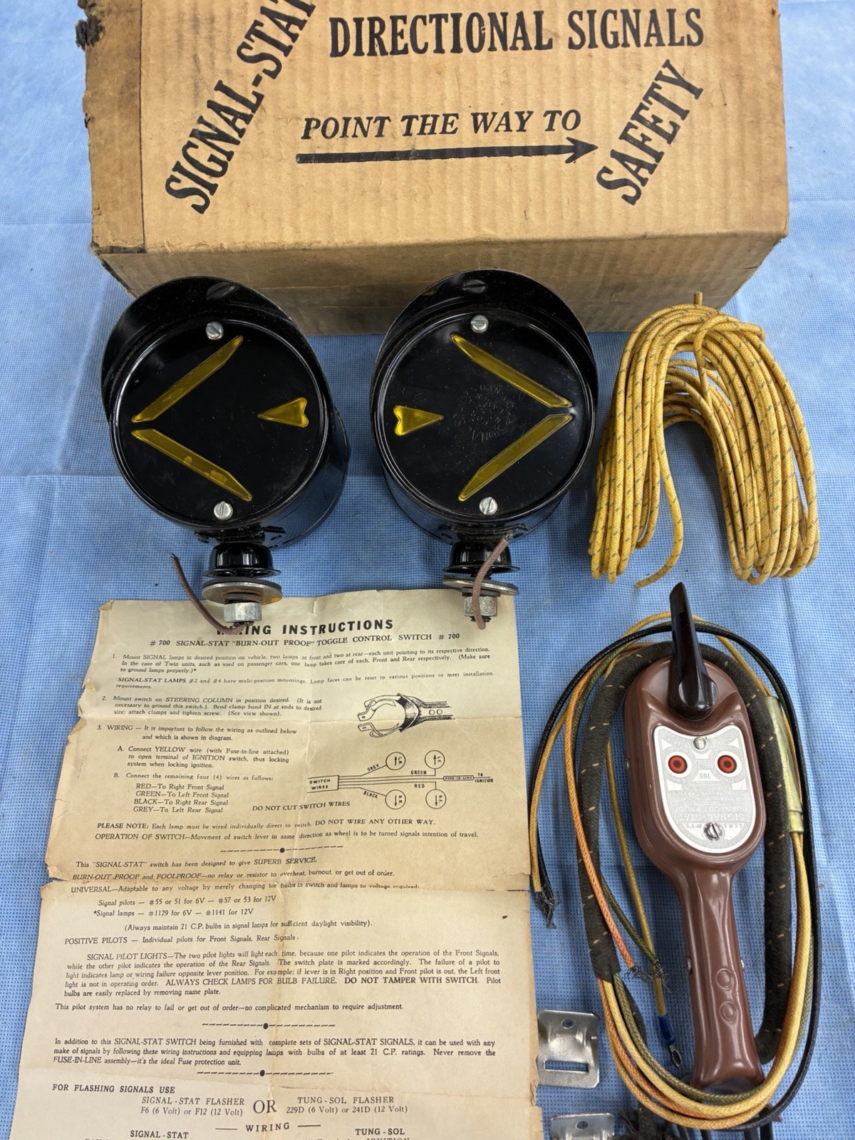 NOS #704 Signal-Stat Hooded Turn Signals and #700  Sig. Switch Ford Chevy Dodge