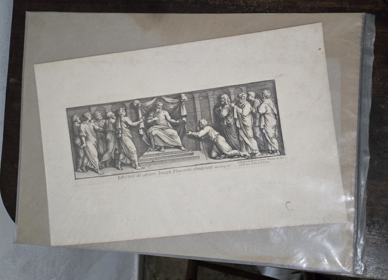 c1700 Pietro Santi Bartoli Antique Engraving Joseph Before Pharaoh Raphael
