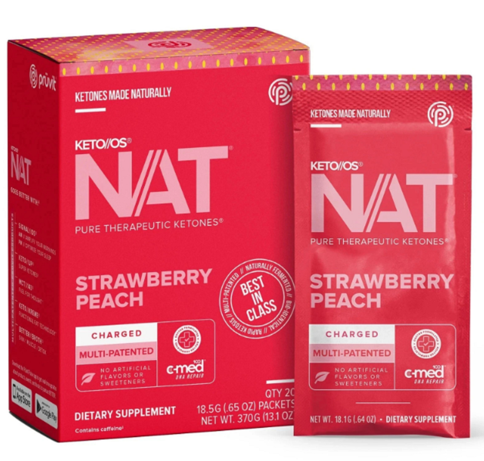 Pruvit Keto OS NAT Strawberry Peach Sports and Fitness Performance - 20 Count