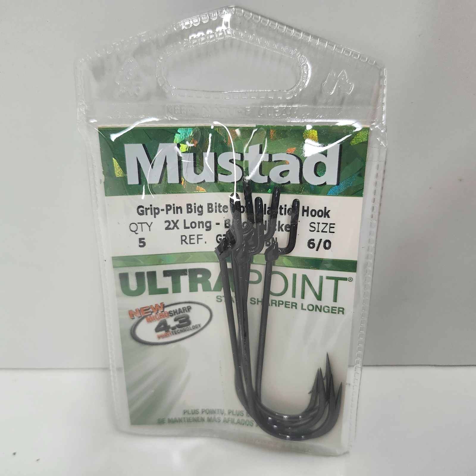 Mustad UltraPoint Grip Pin 2X Fine Wire 5 Pack Fish Hooks Size 6/0 G39808NP-BN Mustad UltraPoint Grip Pin 2X Fine Wire 5 Pack Fish Hooks Size 6/0 G39808NP-BN