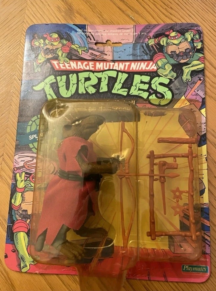 1988 Playmates Splinter Teenage Mutant Ninja Turtles 10 Back Moc