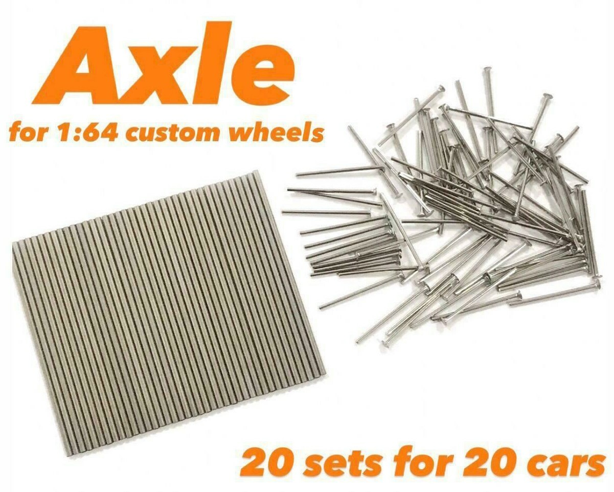 1:64 Adjustable Long Axle and Pin for custom Hot Wheels rims - 20 sets (AP2-20)