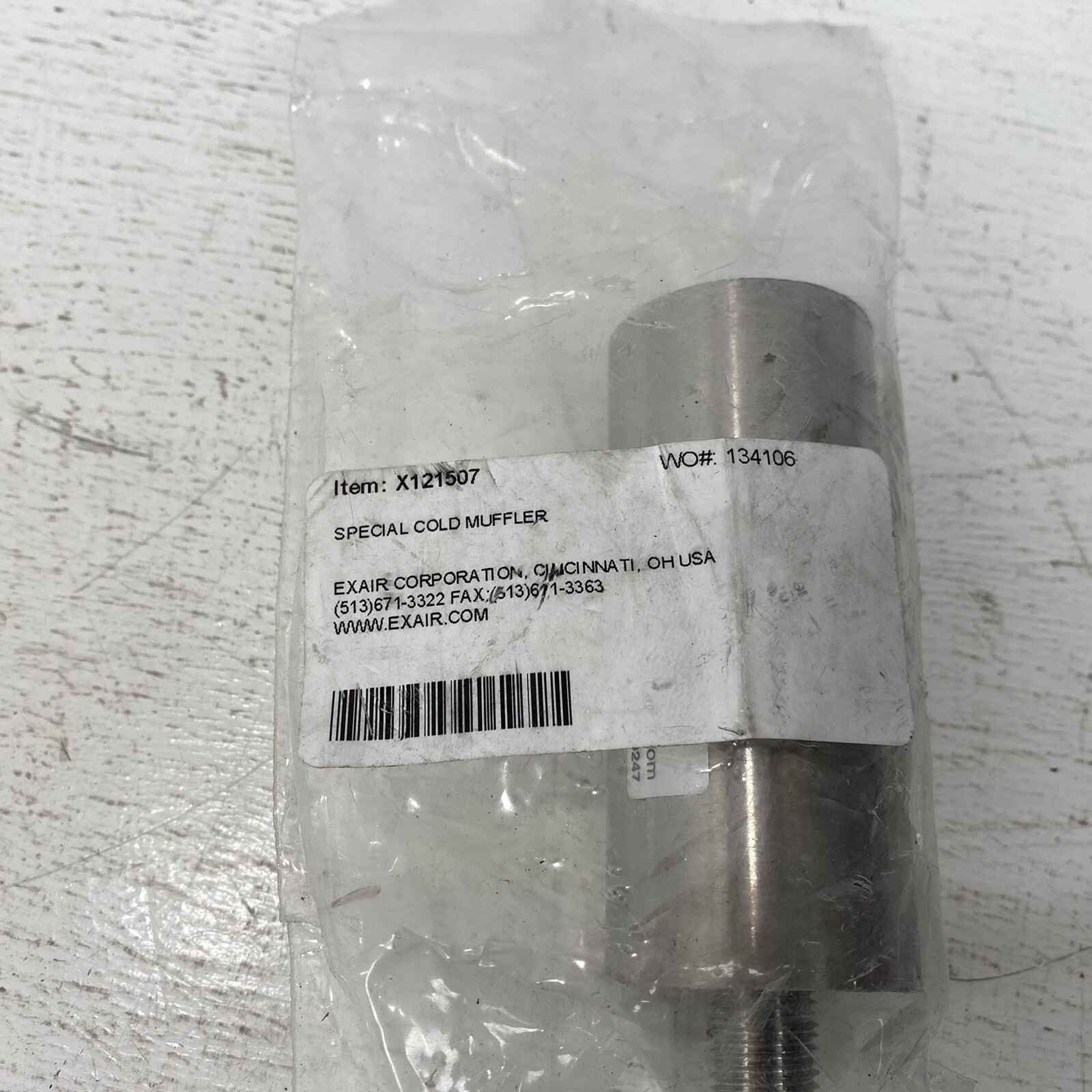 EXAIR Corporationg Special Cold Muffler X121507, WO#: 134106, 4\ EXAIR Corporationg Special Cold Muffler X121507, WO#: 134106, 4\