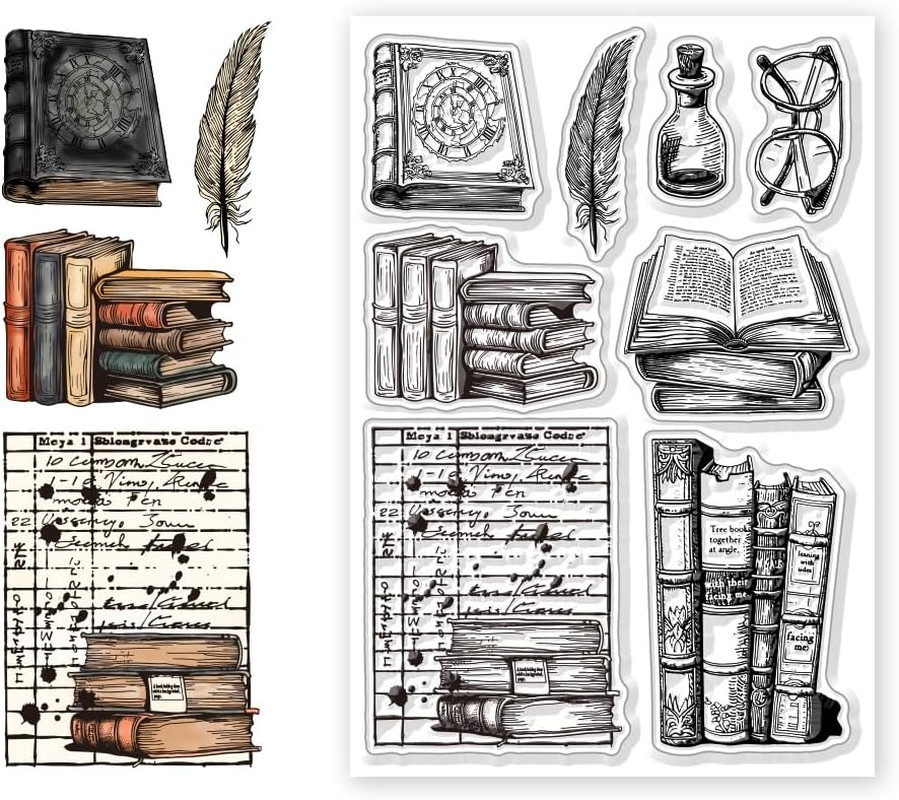 CHGCRAFT Vintage Library Silicone Clear Stamps Transparent Stamp for DIY CHGCRAFT Vintage Library Silicone Clear Stamps Transparent Stamp for DIY