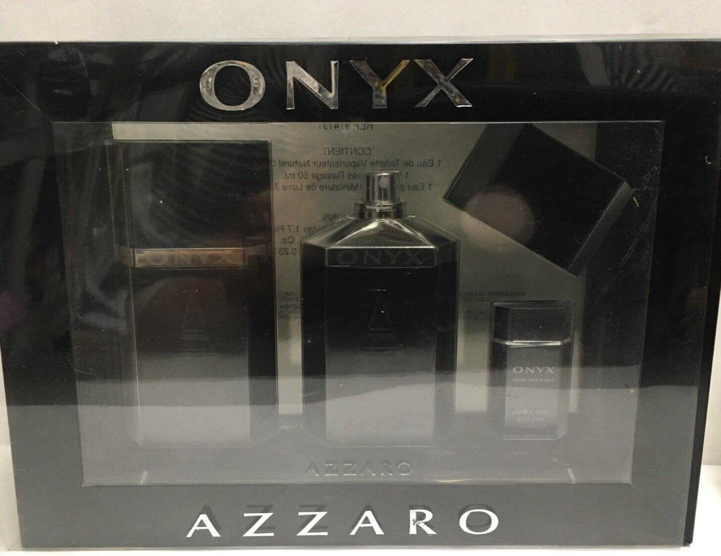 Onyx for Men by Azzaro (Set of 3) 1.7 EDT + 1.7 aftershave+ 0.25 EDT NIB Men Onyx for Men by Azzaro (Set of 3) 1.7 EDT + 1.7 aftershave+ 0.25 EDT NIB Men