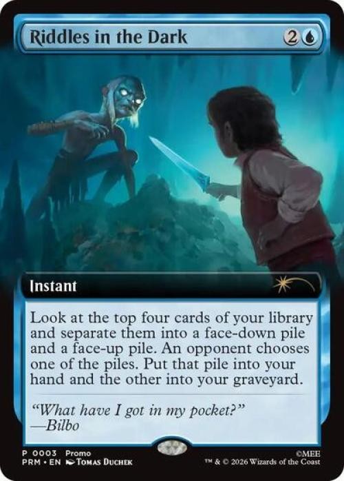 MTG English Riddles in the Dark (Extended Art) NM Foil Promo Pack: The Hobbit MTG English Riddles in the Dark (Extended Art) NM Foil Promo Pack: The Hobbit