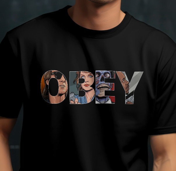 They Live 1988 Obey Print T-Shirt - Vintage Cult Sci-Fi Horror Tee - Unisex