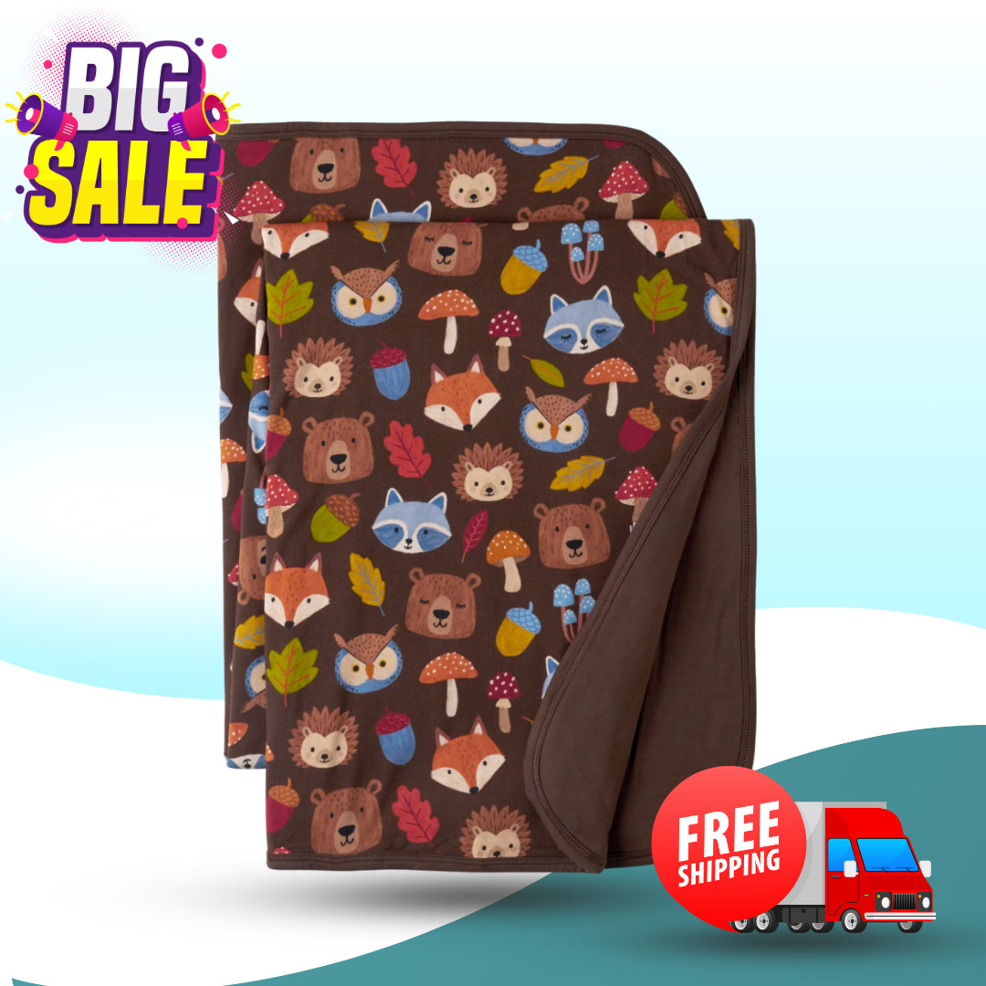 [FASH SALE] Little Sleepies Forest Crew Large Cloud Blanket Bamboo Woodland