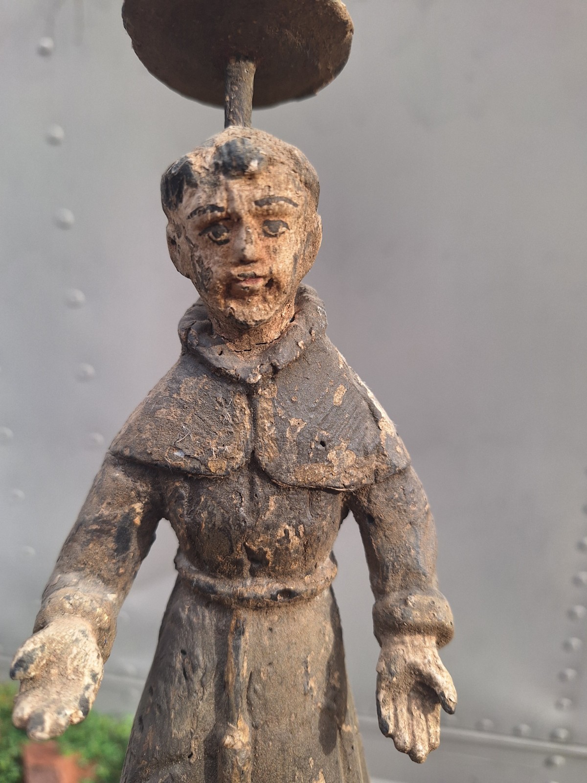 19th Century Antique Wood Mexican Folk Art Wood Santos Saint Religious Halo 19th Century Antique Wood Mexican Folk Art Wood Santos Saint Religious Halo
