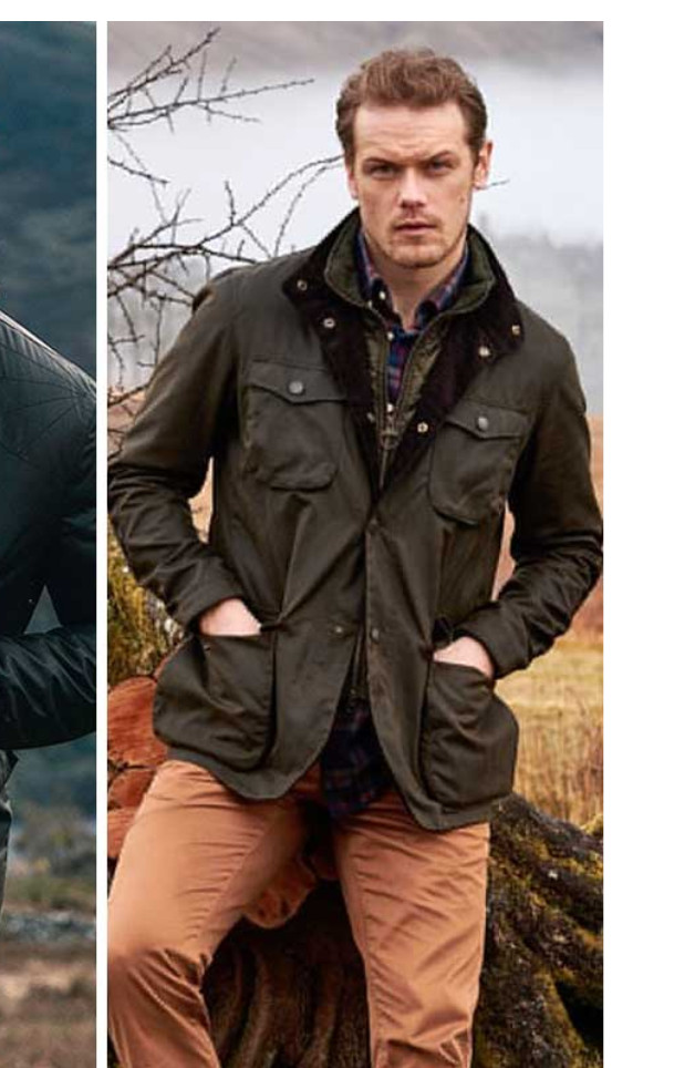 BARBOUR Ogston Wax Jacket w/ Elbow Patches Olive  MSRP$625 Sam Heughan\'s Fav