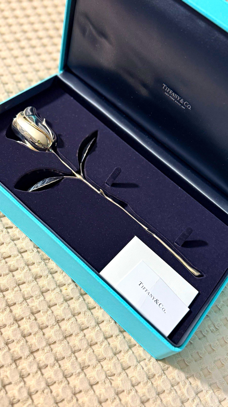 Tiffany & Co. Tiffany Rose Silver Polished Metal Rose Figurine Boxed Rothenberg Tiffany & Co. Tiffany Rose Silver Polished Metal Rose Figurine Boxed Rothenberg