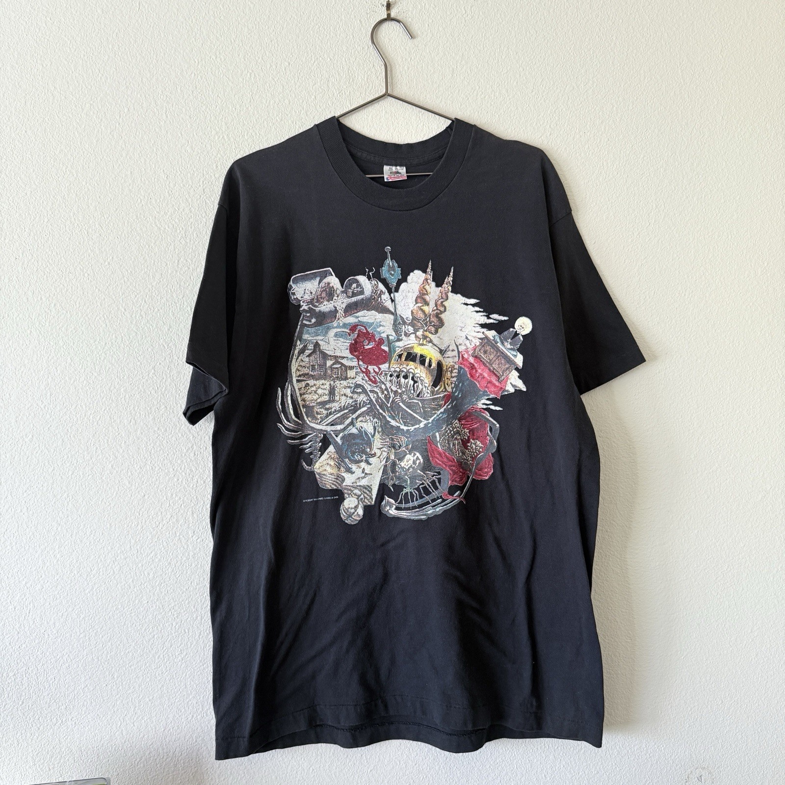 Vtg 90s Robert Robt Williams T Shirt Men\'s XL Art Living In Skin Single Stitch Vtg 90s Robert Robt Williams T Shirt Men\'s XL Art Living In Skin Single Stitch