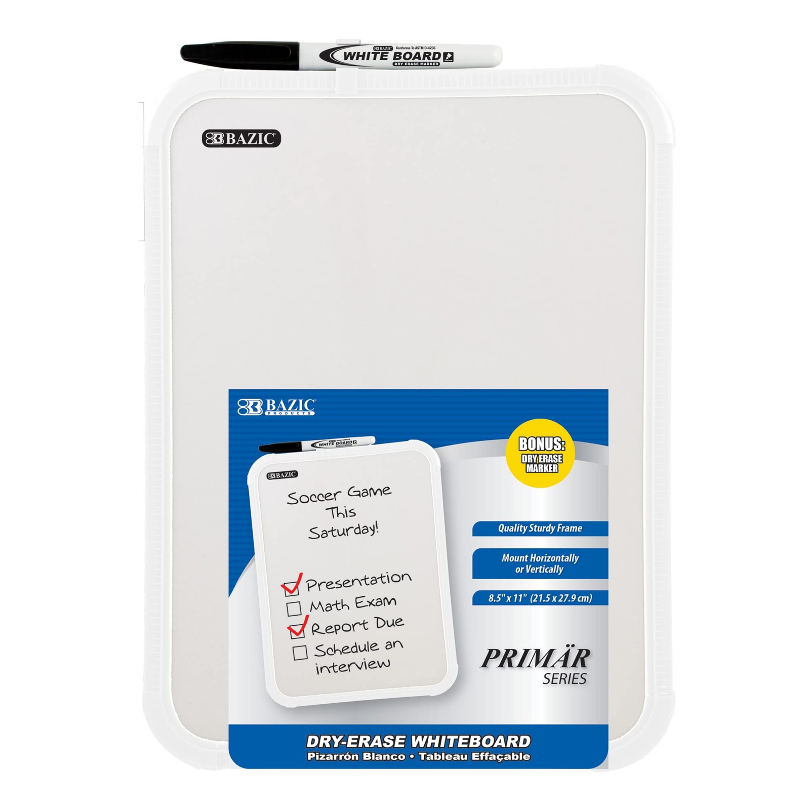 BAZIC Dry Erase Board with Marker 8.5 x 11 in 12-Case