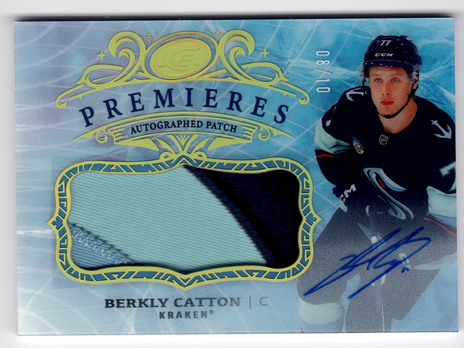 25/26 UPPER DECK ICE ROOKIE PREMIERES AUTOGRAPH PATCH BERKLY CATTON RC (08/10) 25/26 UPPER DECK ICE ROOKIE PREMIERES AUTOGRAPH PATCH BERKLY CATTON RC (08/10)