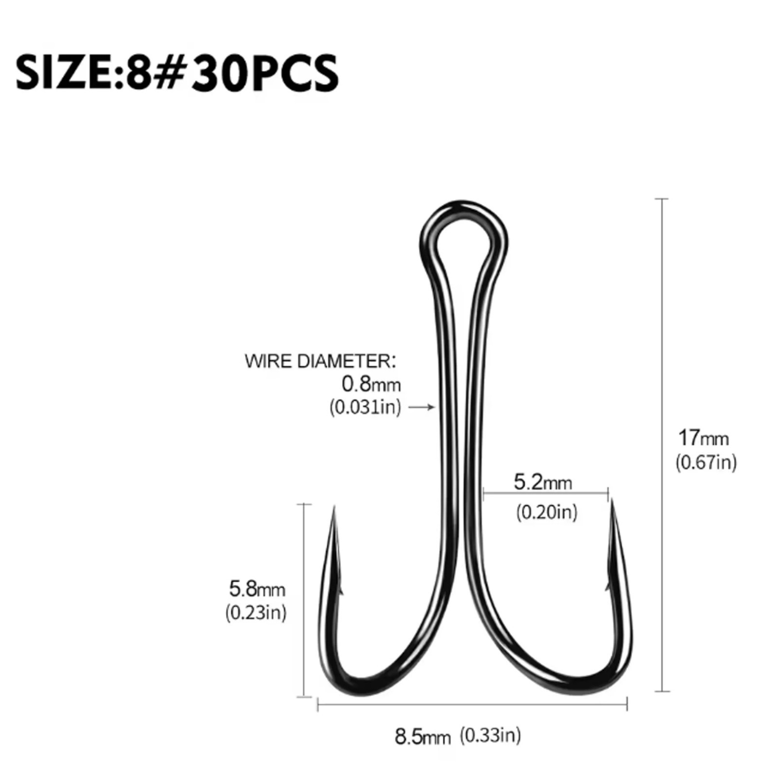 30 Classic Double Fishing Hook Carbon Steel Durable Toad Frog Hook 9908 2/0-4/0