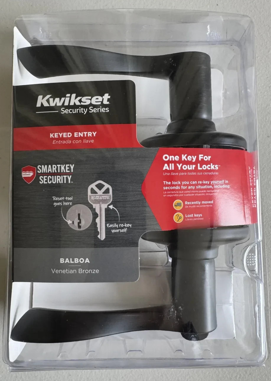 Kwikset Balboa Entry Door Handle with Lock and Key, Venetian Bronze 94050-674 Kwikset Balboa Entry Door Handle with Lock and Key, Venetian Bronze 94050-674