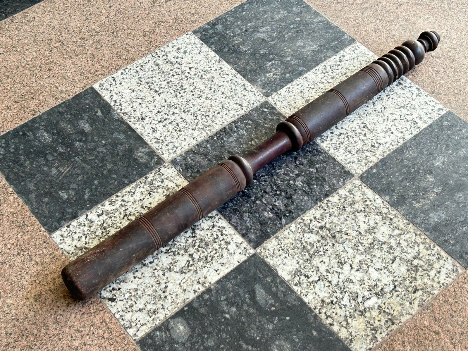 RARE OLD VINTAGE PRIMITIVE HAND CARVED TRIBAL MADE BLACK WOOD BIG SIZE PASTLE.