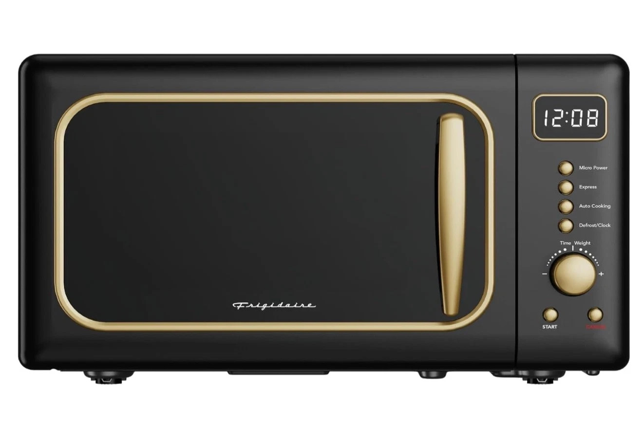 Frigidaire, 0.7 Cu. Ft. Retro Countertop Microwave Oven, Black Gold EMW788RETRO