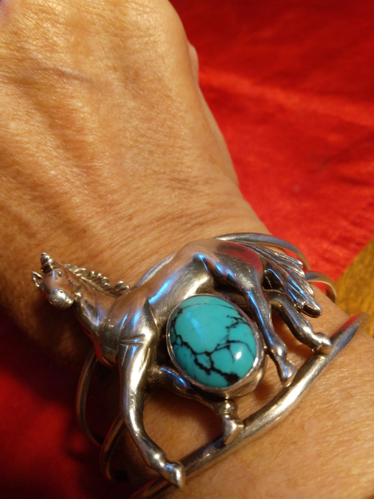 Sterling Silver Vintage Turquoise Horse, Carol Felley Bracelet. Stunning Sterling Silver Vintage Turquoise Horse, Carol Felley Bracelet. Stunning
