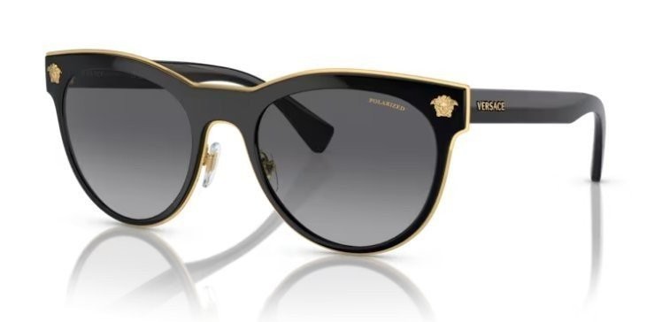 Versace 0VE2198 1002T3 54mm Woman Polarized Sunglasses, Black Lenses Metal Frame