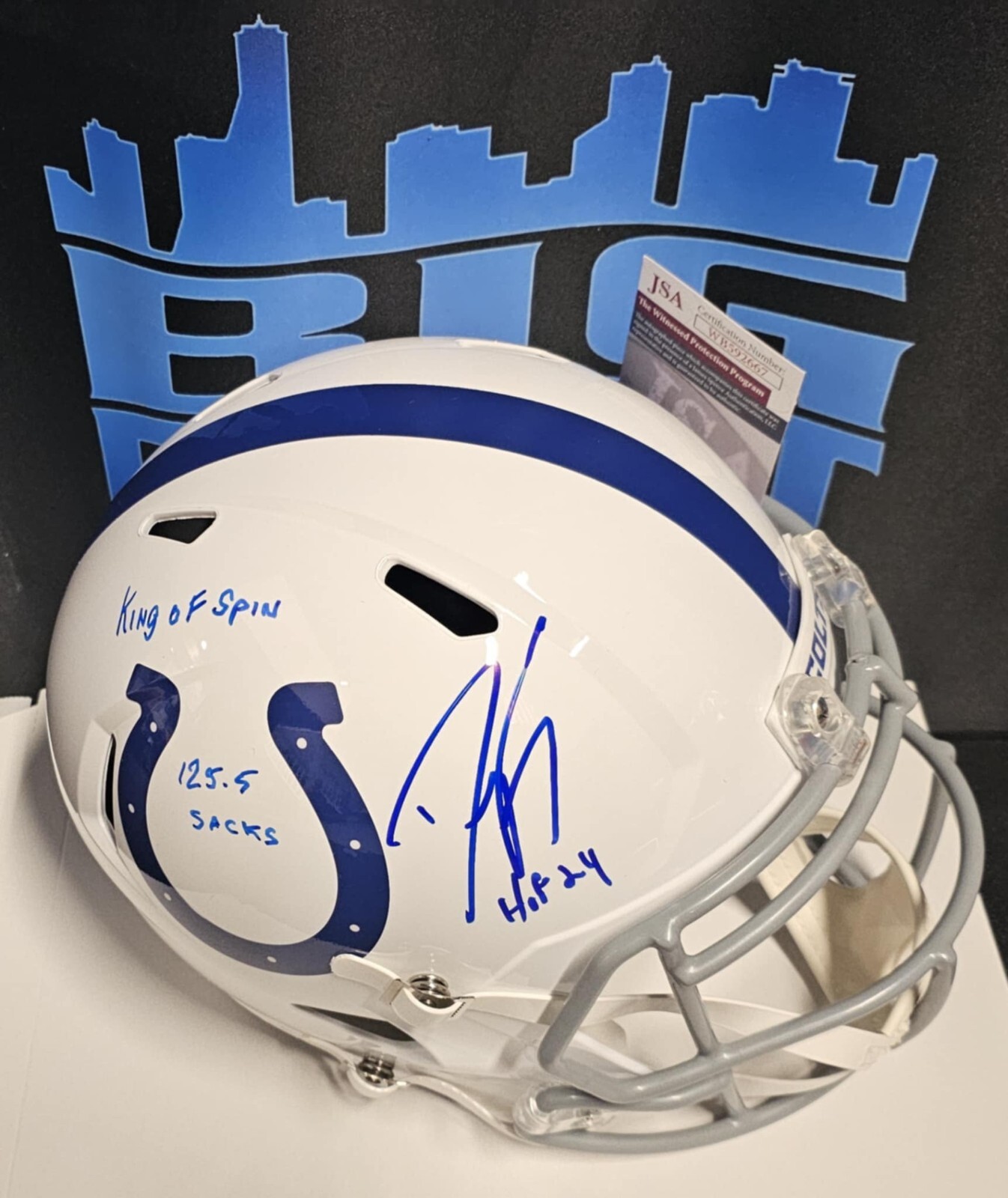 DWIGHT FREENEY Signed Autographed Full Size Helmet Indianapolis Colts JSA INSC DWIGHT FREENEY Signed Autographed Full Size Helmet Indianapolis Colts JSA INSC