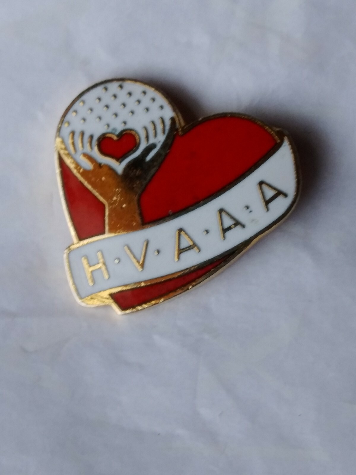 H.V.A.A.A. Pin Hawkeye Valley Area Agency on Aging Waterloo Iowa Red Heart Shape