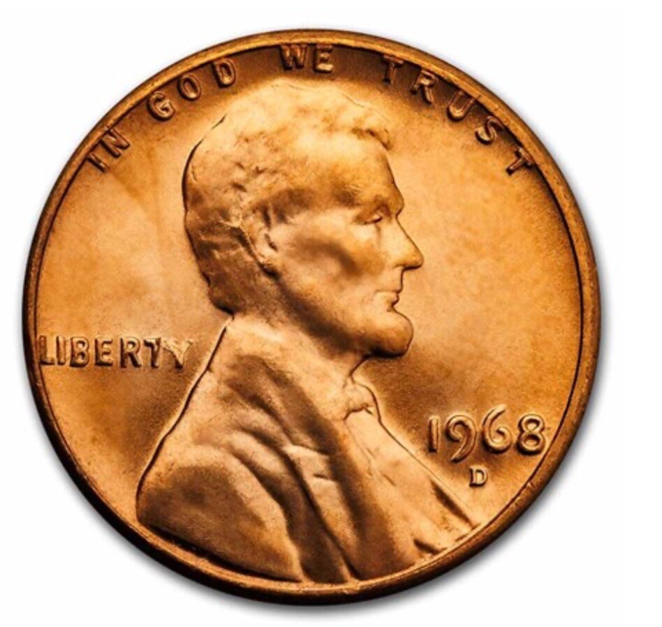 1968 D Lincoln Memorial Cent BU Uncirculated Penny 1c Coin