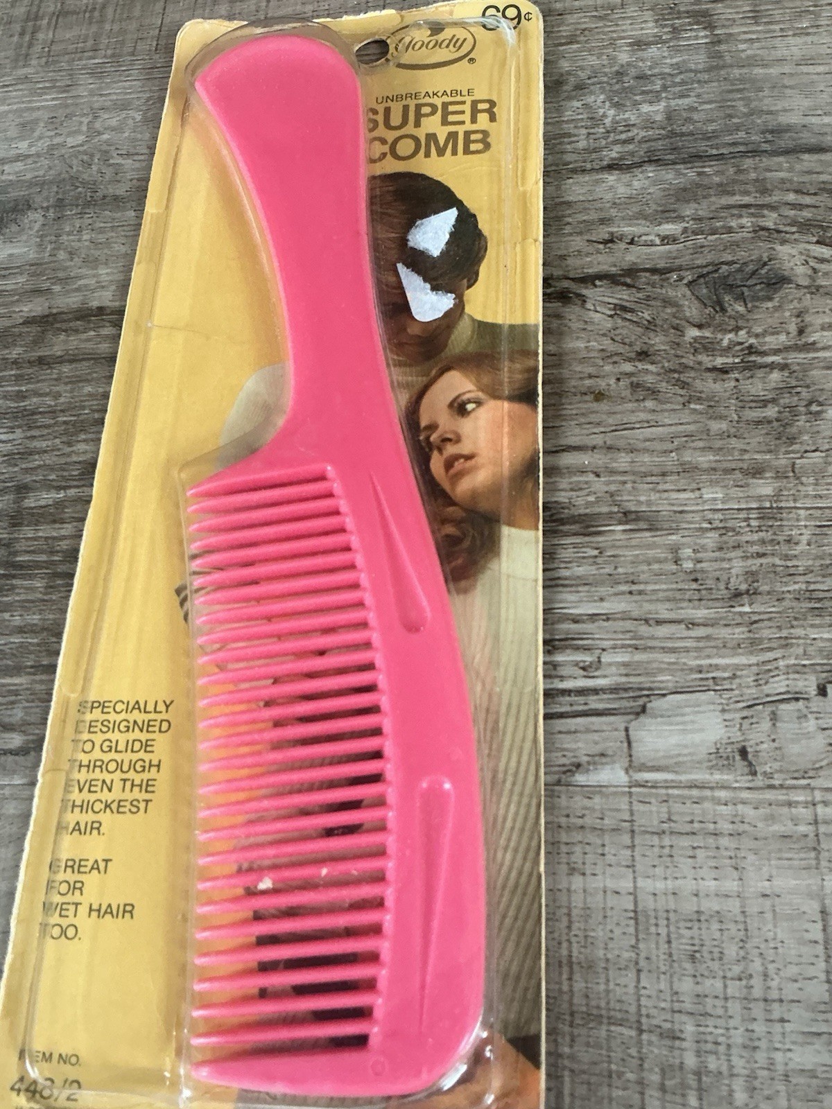 Vintage 1972 Goody Super Comb Pink Wide Tooth Detangler Unbreakable New NOS Vintage 1972 Goody Super Comb Pink Wide Tooth Detangler Unbreakable New NOS