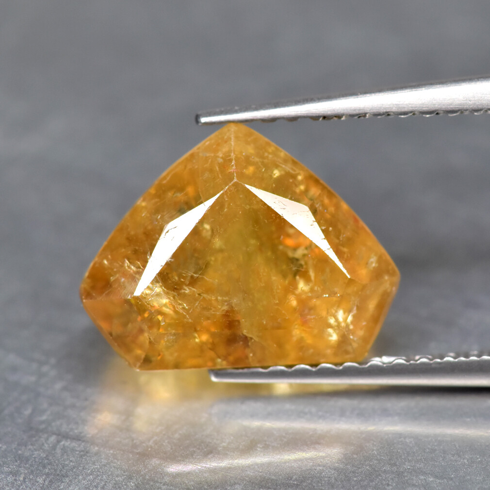 4.18Ct Trillion _ Fair Transparent Unheated Yellow Copper Bearing Tourmaline 4.18Ct Trillion _ Fair Transparent Unheated Yellow Copper Bearing Tourmaline