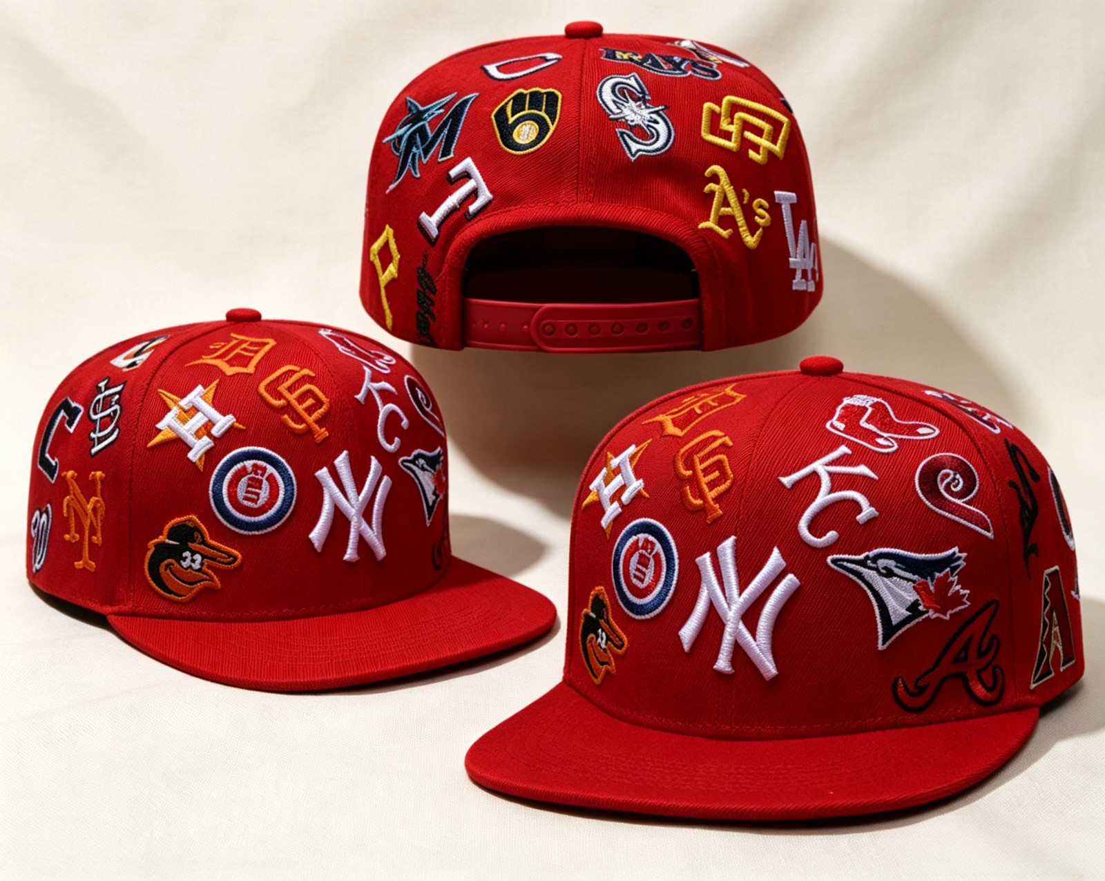 MLB All Over Team Red Adjustable Baseball Cap Sports Hat