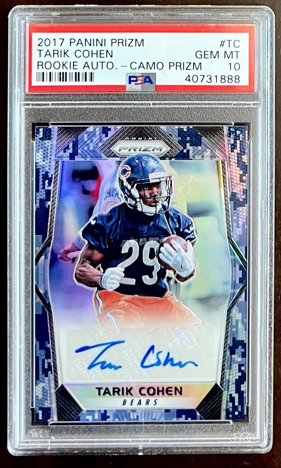 15/25 Tarik Cohen 2017 Panini Prizm Rookie Camo Prizm #RA Autograph 15/25 Tarik Cohen 2017 Panini Prizm Rookie Camo Prizm #RA Autograph