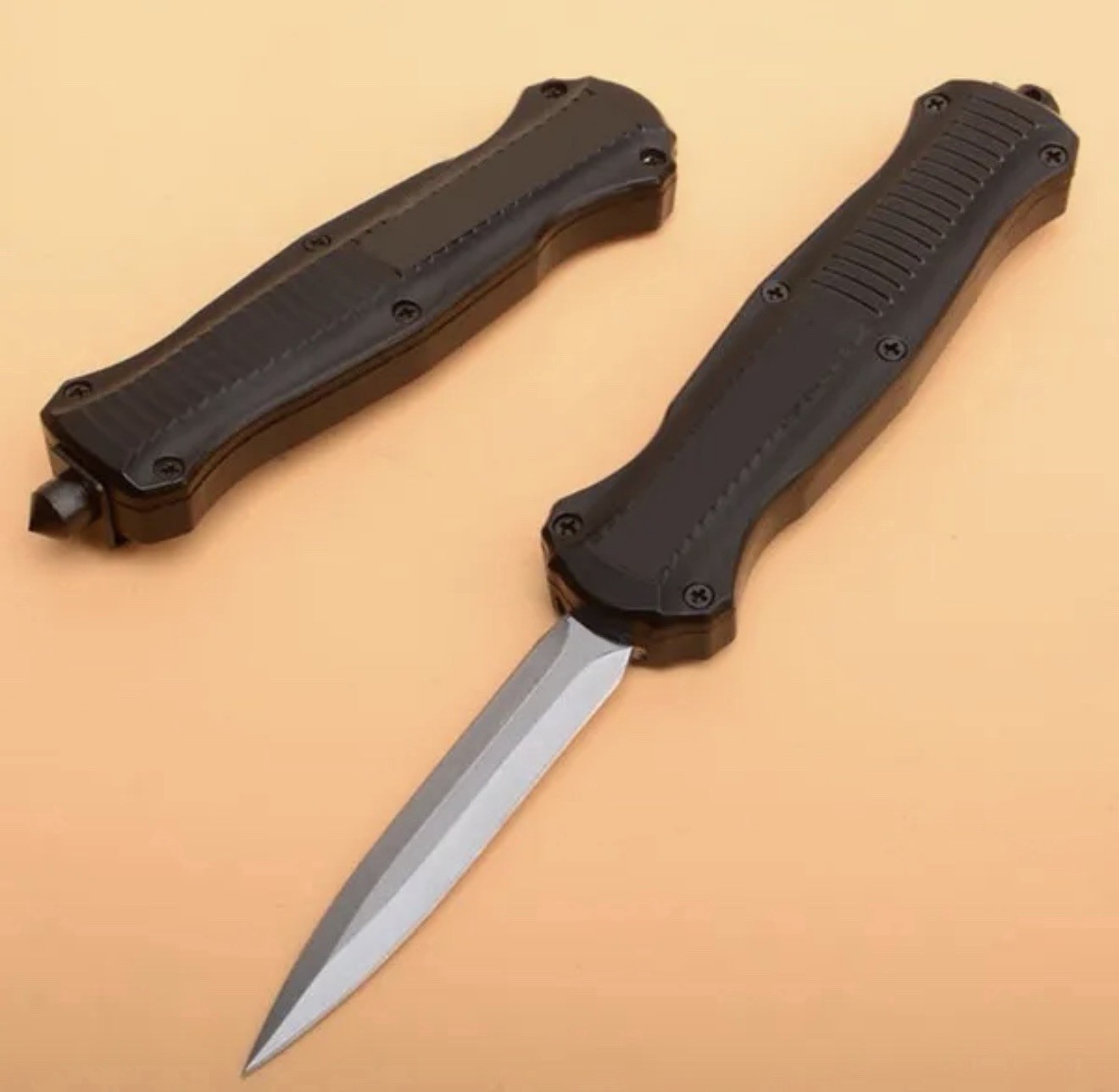Black Tactical Folding Knife Aluminum Handle Stainless Steel Needle Point