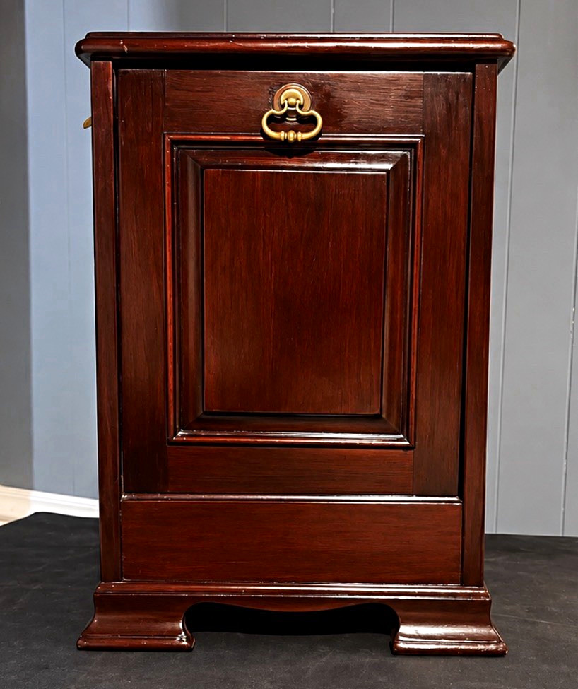 Antique Edwardian Mahogany Coal Purdonium Scuttle w/ Tilt Mechanism c1910