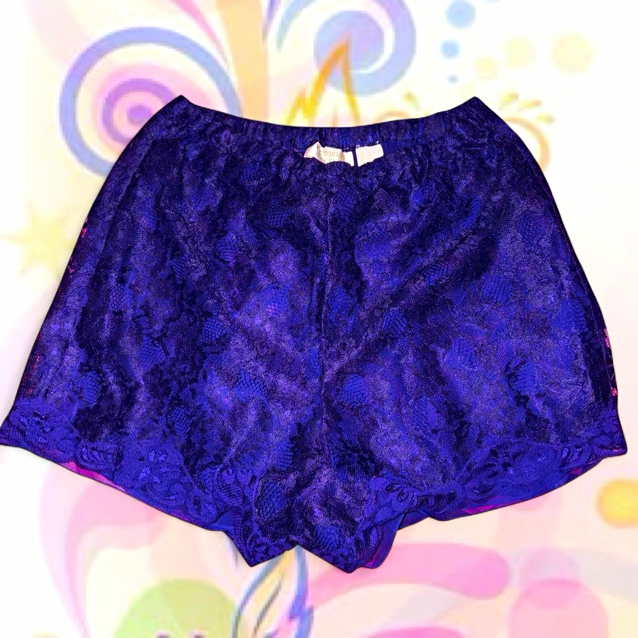 VTG 80s/90s Victoria’s Secret Gold Label Purple Lace Tap Shorts, Sz S Coquette