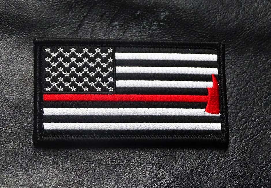 Fire Fighter Thin Red Line AXE usa Flag 3.5 inch HOOK PATCH Fire Fighter Thin Red Line AXE usa Flag 3.5 inch HOOK PATCH