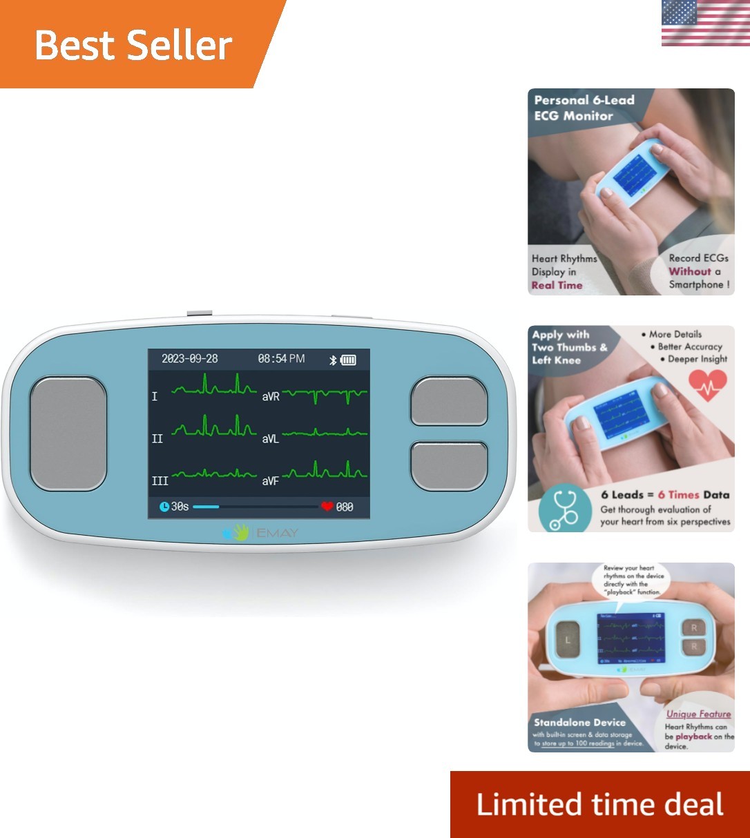 6L Portable ECG Monitor | Record ECG and Heart Rate in 6 Channels | Compatibl... 6L Portable ECG Monitor | Record ECG and Heart Rate in 6 Channels | Compatibl...